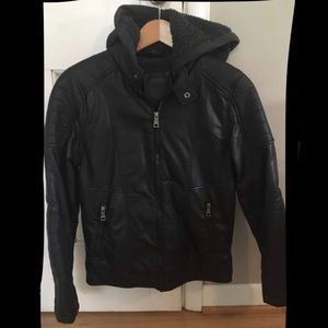 Hooded leather jacket